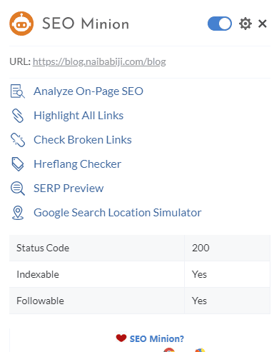 SEO Minion功能